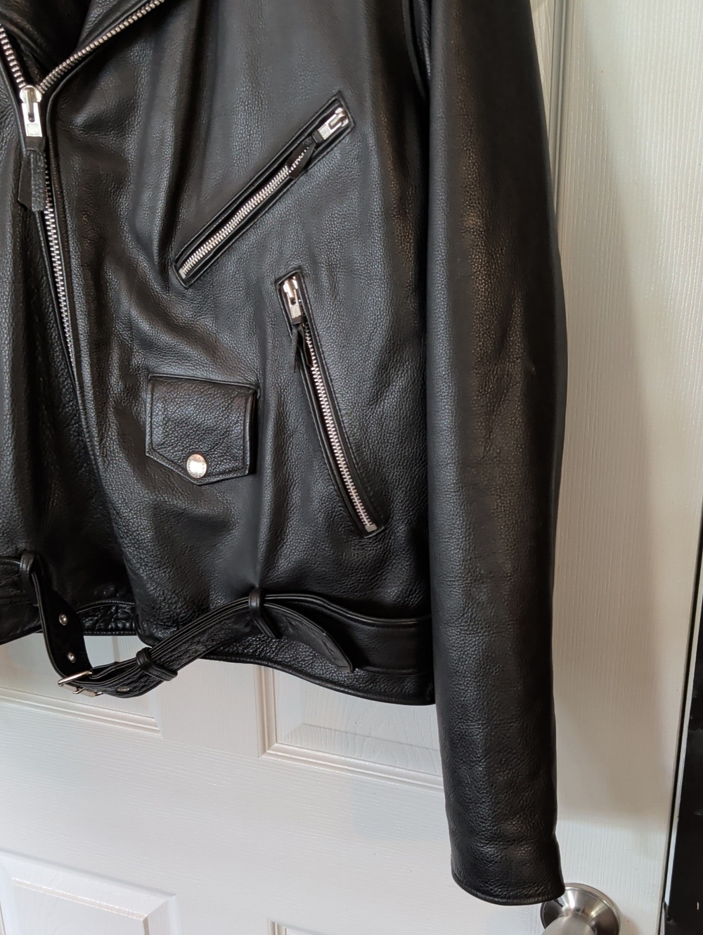 Men's Wilson’s Black Leather Motorcycle Jacket Size Large - Picture 2 of 16